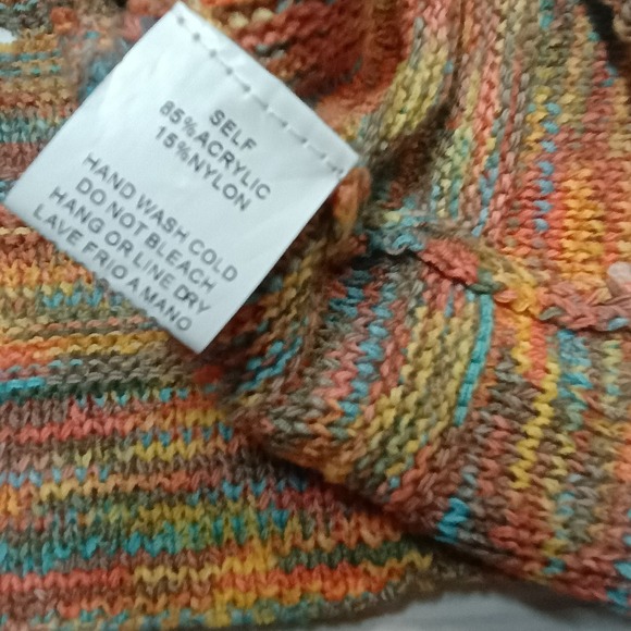 Easel los angeles Rainbow Multicolor Knit Sweater V Neck Boxy Oversized Medium - Picture 6 of 7